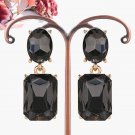 Pretty prom earrings in smoky black, Geometric boho big crystal rhinestone drop earrings #35089123