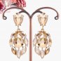 Gold tone champagne drop earrings, Crystal chandelier statement wedding earrings #37549180
