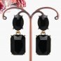 Simple drop earrings in smoky black, Boho dangle crystal rhinestone wedding earrings #37550202