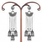 Hollow heart dangle earrings with jhumka crescent moon in silver tone for everyday #37629900