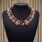 Cocktail necklace in gold red blue, Rhinestone crystal choker necklace for wedding #37550187