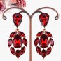 Chandelier statement earrings in vintage red, Leaf design rhinestone cocktail earrings #39839509