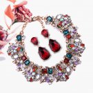Formal Pageant necklace jewelry earrings set with rose red olive green rhinestone crystal #39858613