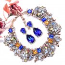 Formal pageant necklace jewelry earrings set with orange yellow blue rhinestone crystal #39858631