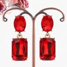 Vintage red pageant costume jewelry earrings with geometric dangle rhinestone for gowns #39859440