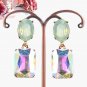 Simple drop earrings in iridescent white, Boho dangle crystal rhinestone wedding earrings #37549089