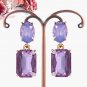 Simple drop earrings in elegant purple, Boho dangle crystal rhinestone wedding earrings #37550157