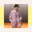 Terra rose cotton linen jacket, Hanfu style, Button details, Boho loose fit top | RazzleStreet.com