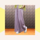 Lilac cotton linen wide leg pants, Boho loose fit drawstring trousers for travel | RazzleStreet.com