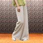 Lilac cotton linen wide leg pants, Boho loose fit drawstring trousers for travel | RazzleStreet.com