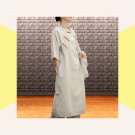 Beige long tunic top, Half sleeve toggle button shirt, Loose fit minimalist style | QueenStreet-91