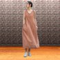 Women's gray maxi dress, V-neck flowy summer tunic, Japanese style everyday wear, One Size