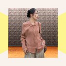 Earthy pink button-up shirt, Casual textured blouse, Everyday chic long sleeve top
