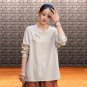 Chic zen cotton top, Relaxed beige long sleeve, artisan frog button blouse | QueenStreet-91