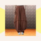 Bohemian harem pants for women, Wide-leg, Patchwork effect, Terracotta relaxed fit stylish trousers