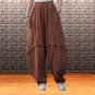 Bohemian harem pants for women, Wide-leg, Patchwork effect, Terracotta relaxed fit stylish trousers