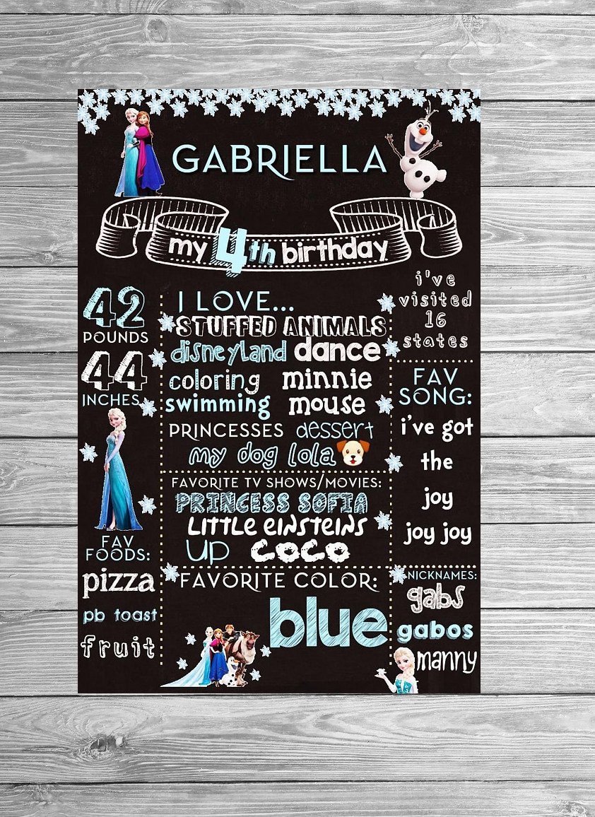 SALE! First Birthday Or Any Age Chalkboard Printable Frozen Boy or Girl Poster