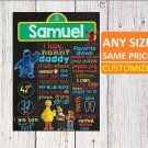 SALE! First Birthday Or Any Age Chalkboard Printable Sesame Street Boys Or Girls Poster