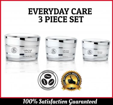 Everyday Skin Care 3 Pc Set Caffe Crema Eye Face Cream Coffee Crush Face Scrub
