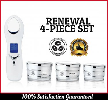 Renewal 4Pcs Skincare Set Cream Scrub Thermal Mask Dual Ultrasonic Cream Infuser