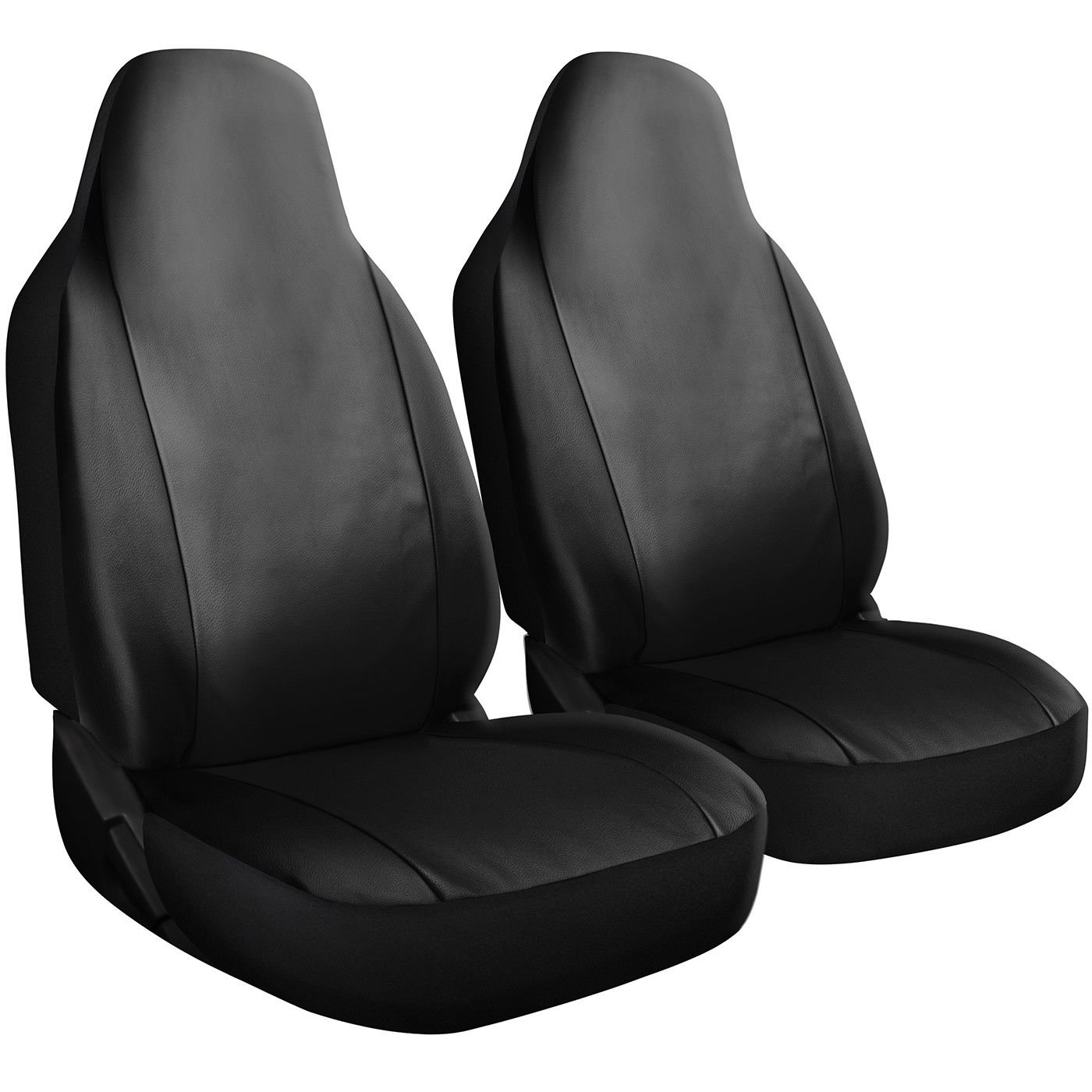 Seat Cover Set Front Integrated Bucket for Car Truck SUV PU Leather - 2pc Black