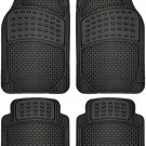 Car Floor Mats for All Weather Rubber 4pc Set Eagle Fit Heavy Duty Black