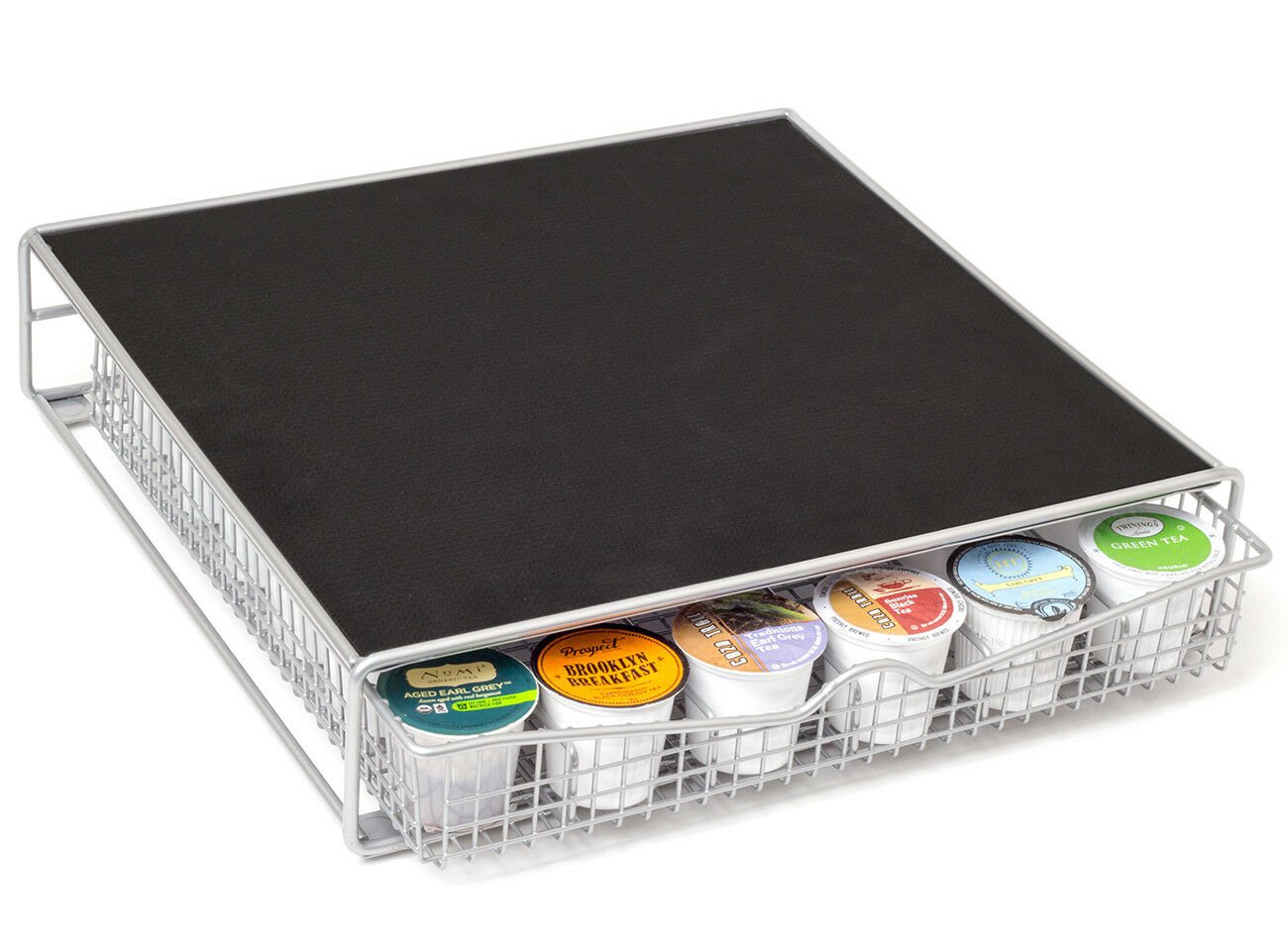 36 K Cup Holder Rack Storage fits Keurig Coffee Pod Chrome Drawer Organizer Mat