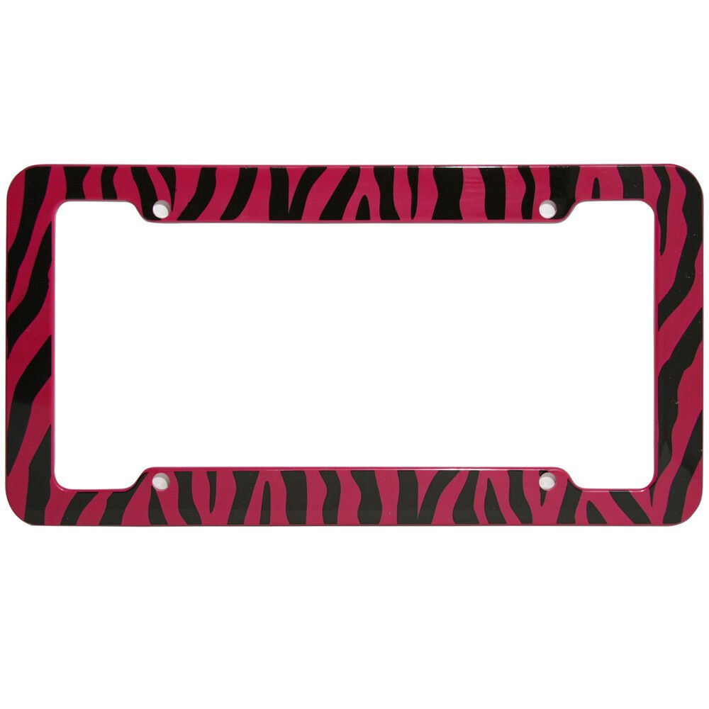 Red Safari Zebra Tiger Print Plastic License Plate Frame Car Truck SUV Van C