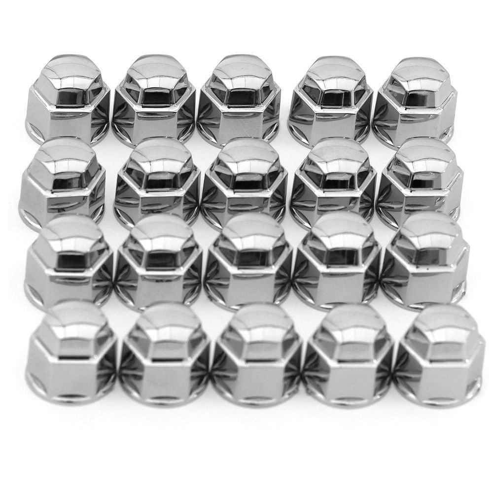 17mm Chrome Lug Nut Covers 20pc Set for Truck SUV Van Wheel Rim Bolt Center Caps