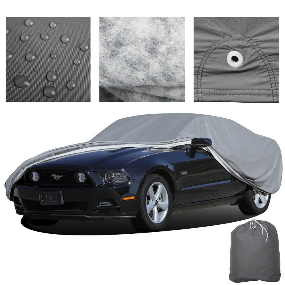 5-Layer Car Cover Indoor Outdoor Waterproof Layers Fleece Lining Weather Seal