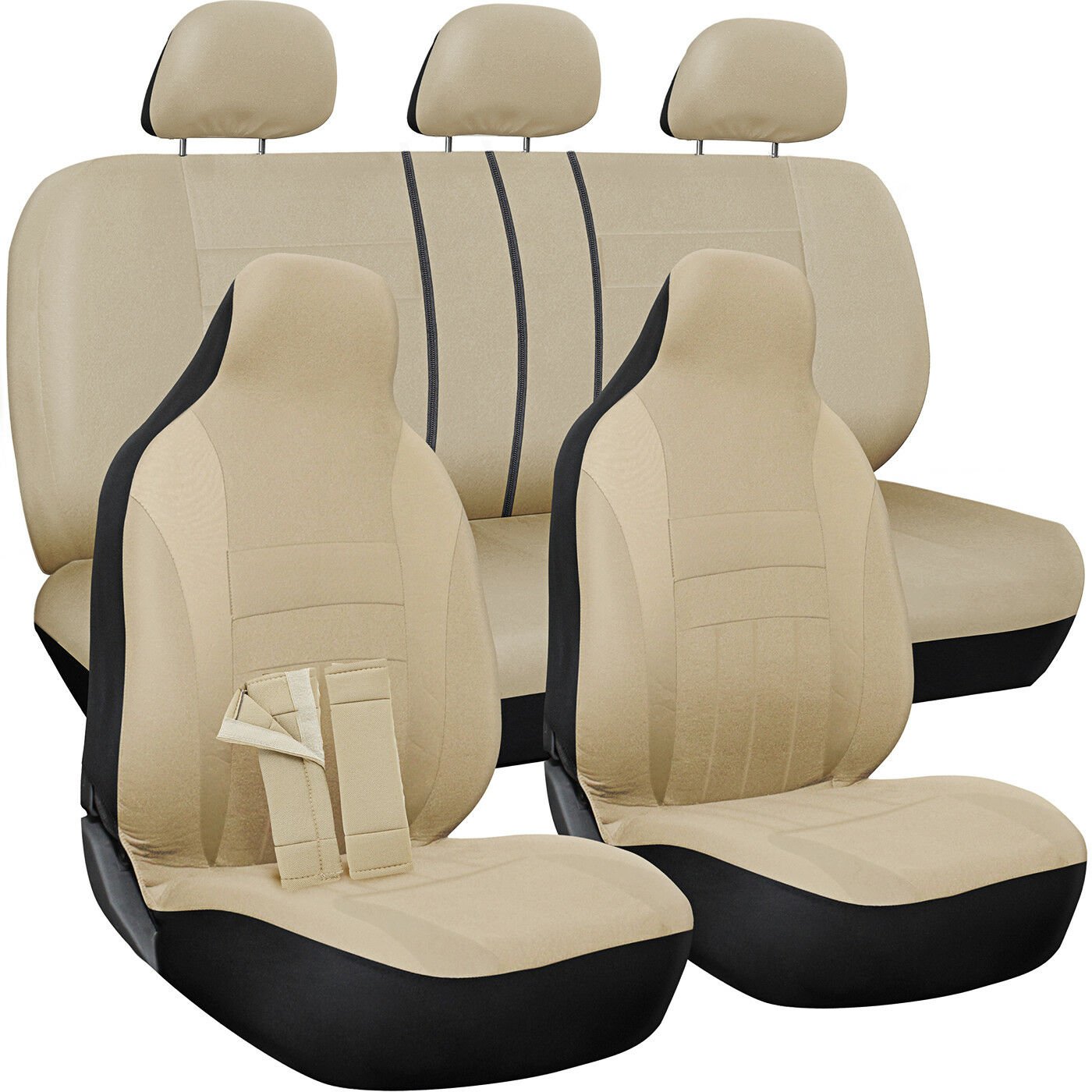 Seat Cover Complete Set for Car Truck SUV Van - Flat Poly Cloth Fabric- 10 Piece