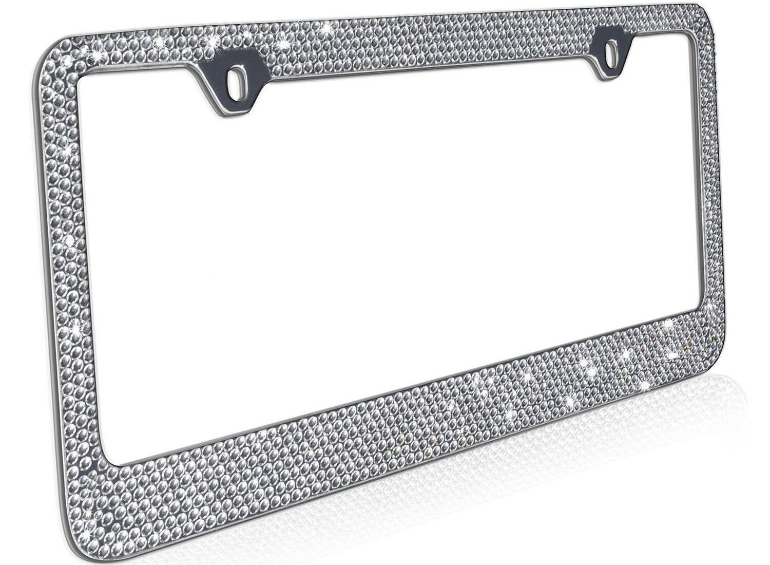 Metal License Plate Frame Bling RhineStones Chrome Swarovski Crystal Diamond - C