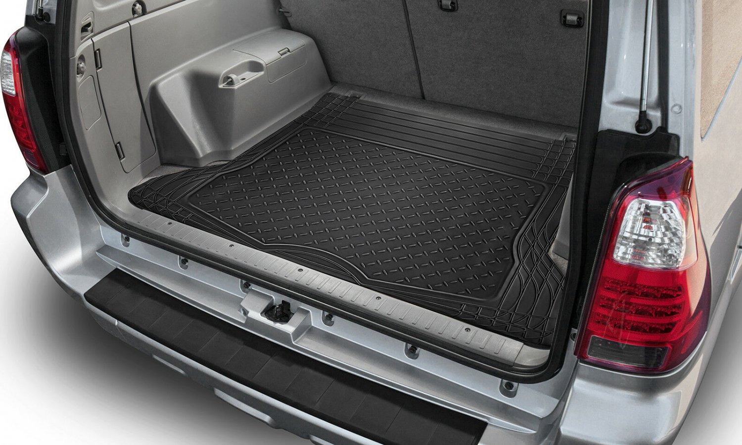 Trunk Cargo Floor Mats for Cars All Weather Rubber Black Heavy Duty