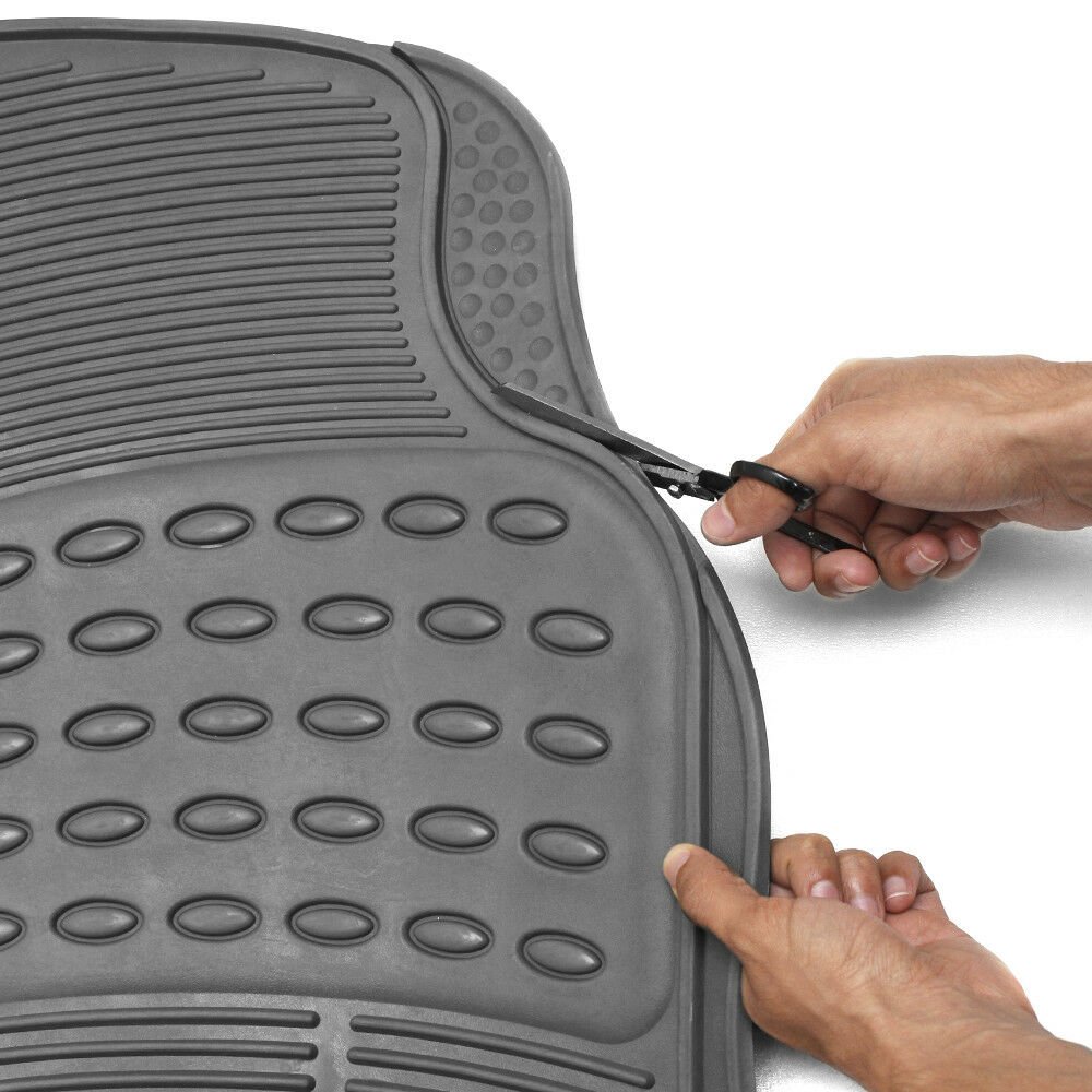 Car Floor Mats for All Weather Rubber 3pc Set Semi Custom Fit Heavy Duty Grey
