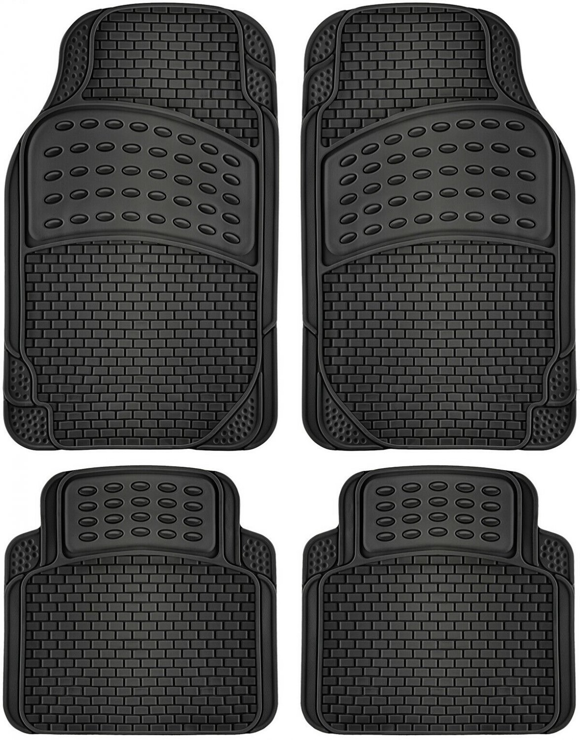 Auto Floor Mat for Ford Car Truck SUVs Van 4pc Full Set All Weather Rubber Black