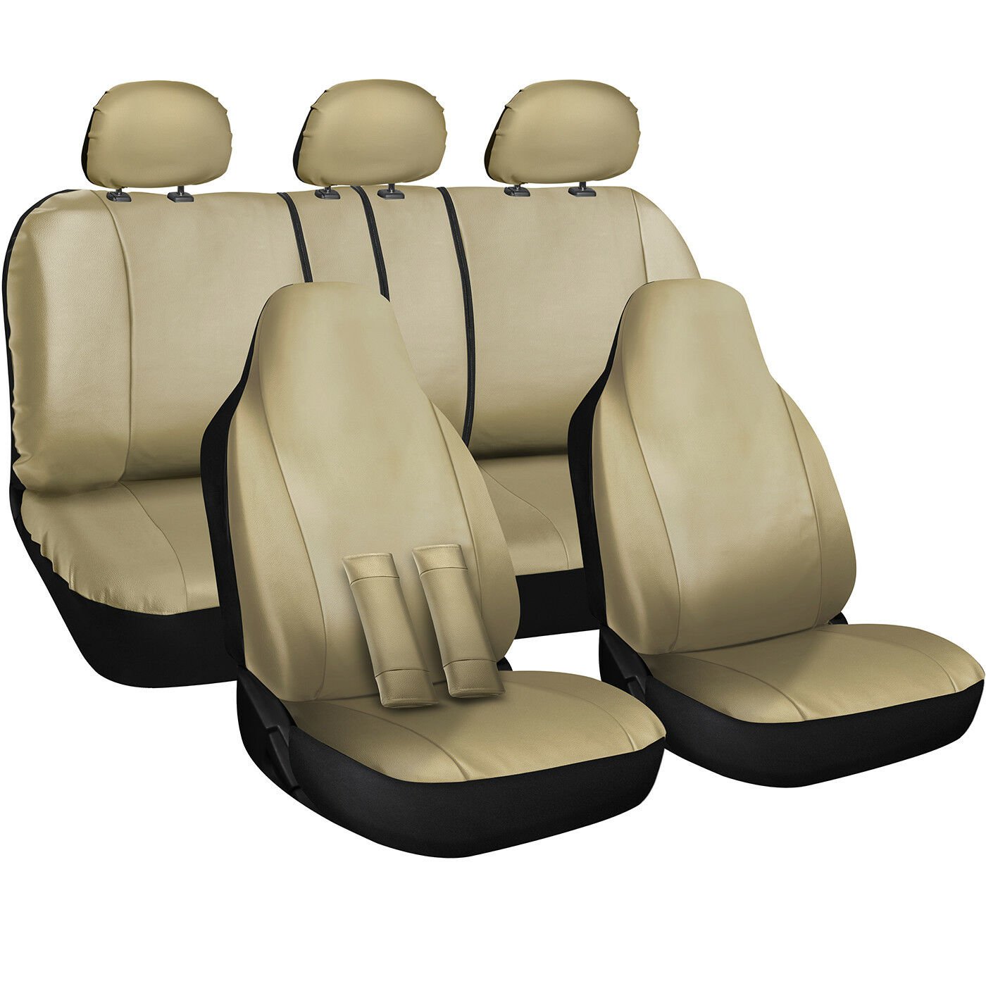 Car Seat Cover Complete Set for Car Truck SUV Van - PU Leather - 10 Piece