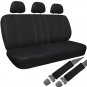Car Seat Covers Black 17pc Full Set for Auto w/Steering Wheel/Belt Pad/Head Rest