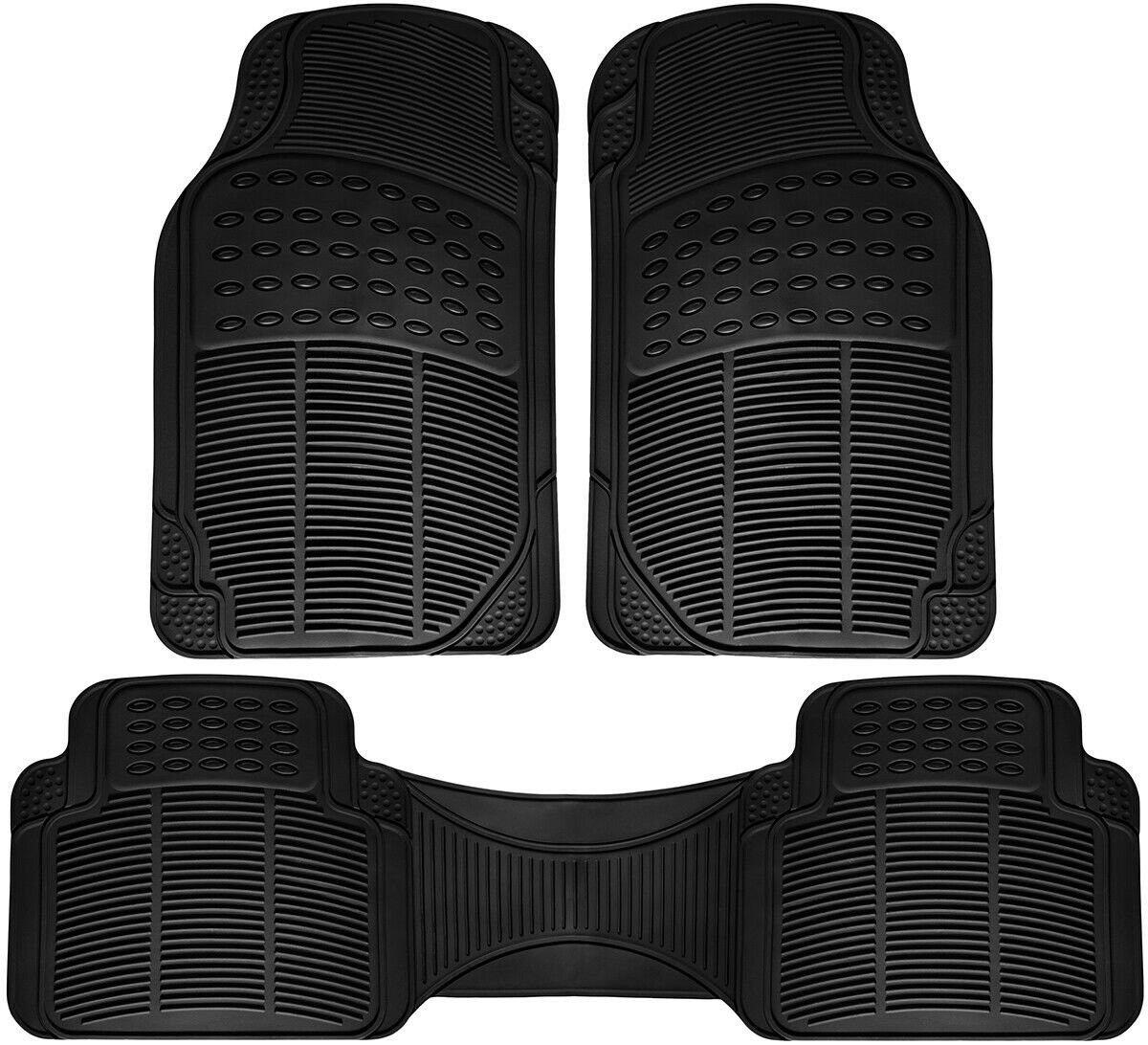 Car Floor Mats for Honda Civic 3pc Set All Weather Rubber Semi Custom Fit Black