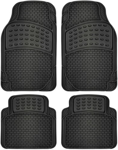 Car Floor Mats for All Weather Rubber 4pc Set Eagle Fit Heavy Duty Black
