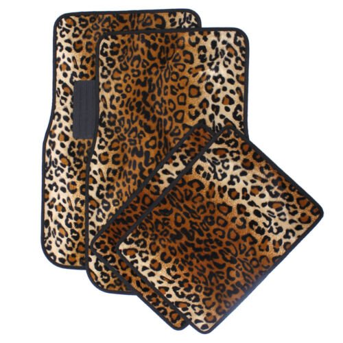Car Auto Floor Mats for Honda Accord Beige Safari Leopard Animal Print Carpet