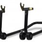 Universal Motorcycle Stand Front Rear Wheel Lift Balance Paddock Swingarm Spool
