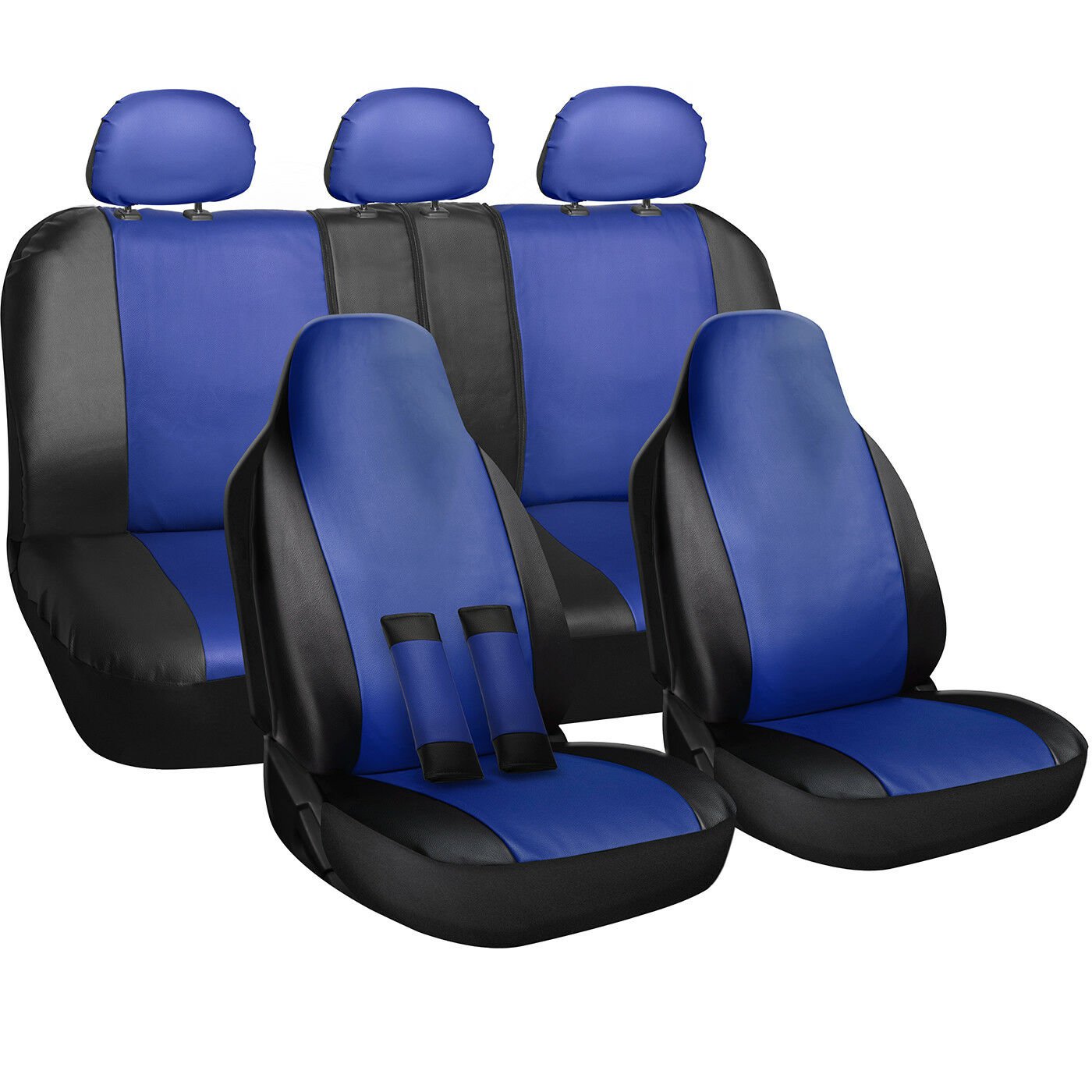 Seat Cover Complete Set for Car Truck SUV Van - PU Leather - 10 Piece