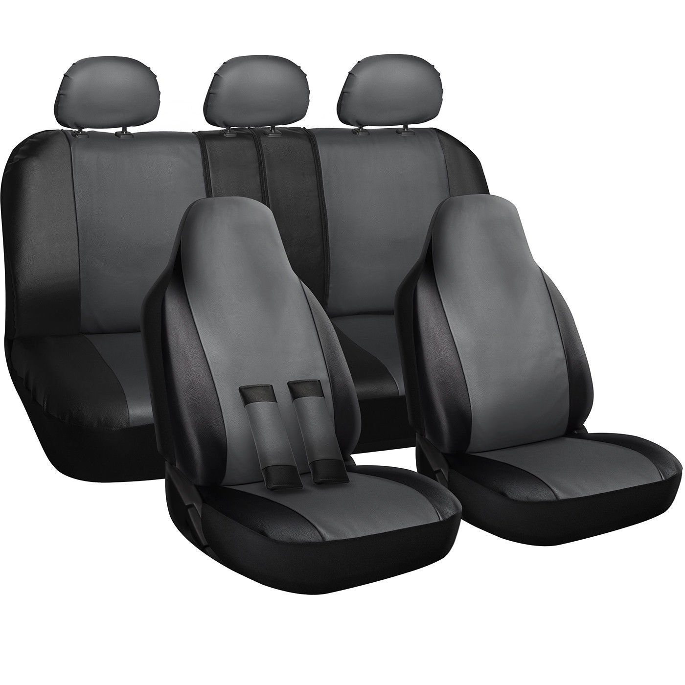 Seat Cover Complete Set for Car Truck SUV Van - PU Leather - 10 Piece