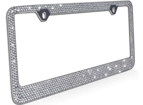 Metal License Plate Frame Bling RhineStones Chrome Swarovski Crystal Diamond