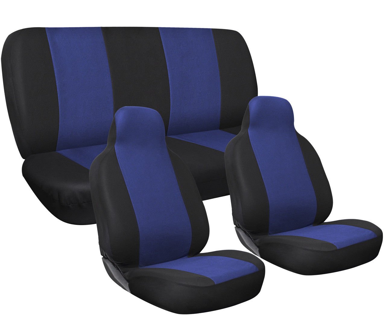 Car Seat Covers Blue and Black Complete Full Set For Auto Vehicle Upholstery