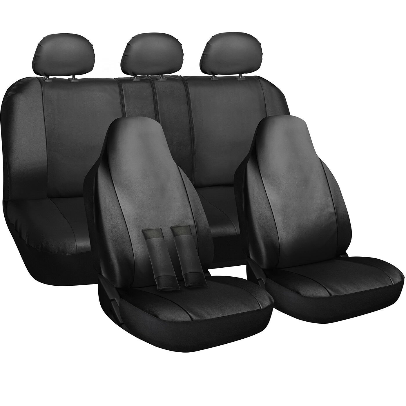 Seat Cover Complete Set for Car Truck SUV Van - PU Leather - 10 Piece