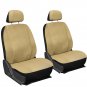 Solid Tan/Beige PU Low Back Synthetic Leather Seat Steering Wheel Cover Set