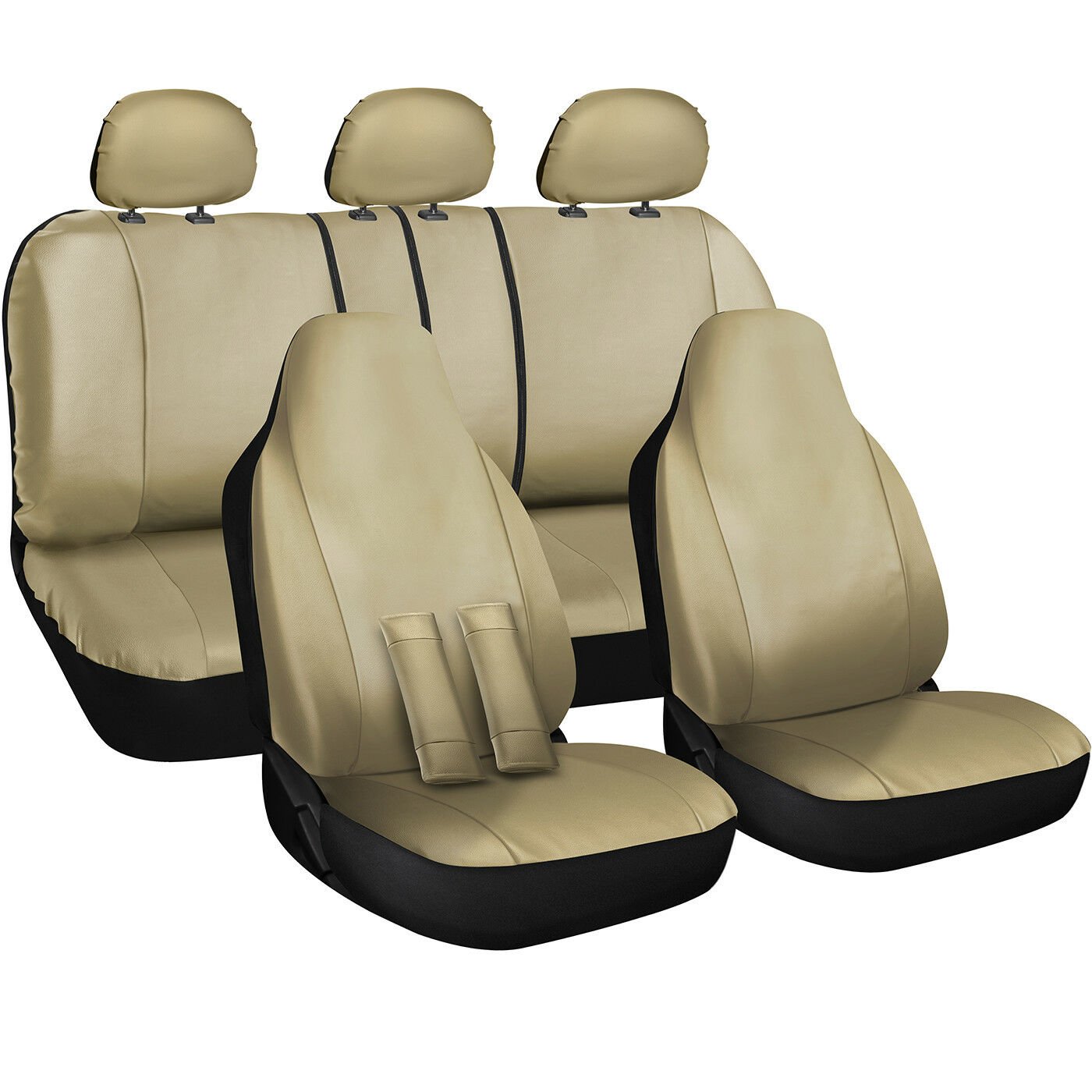 Seat Cover Complete Set for Car Truck SUV Van - PU Leather - 10 Piece