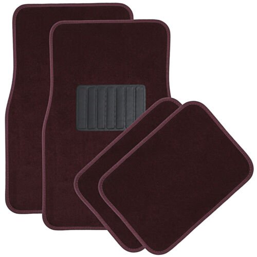 Car Floor Mats for Auto 4pc Carpet Semi Custom Fit Heavy Duty w/Heel Pad Red