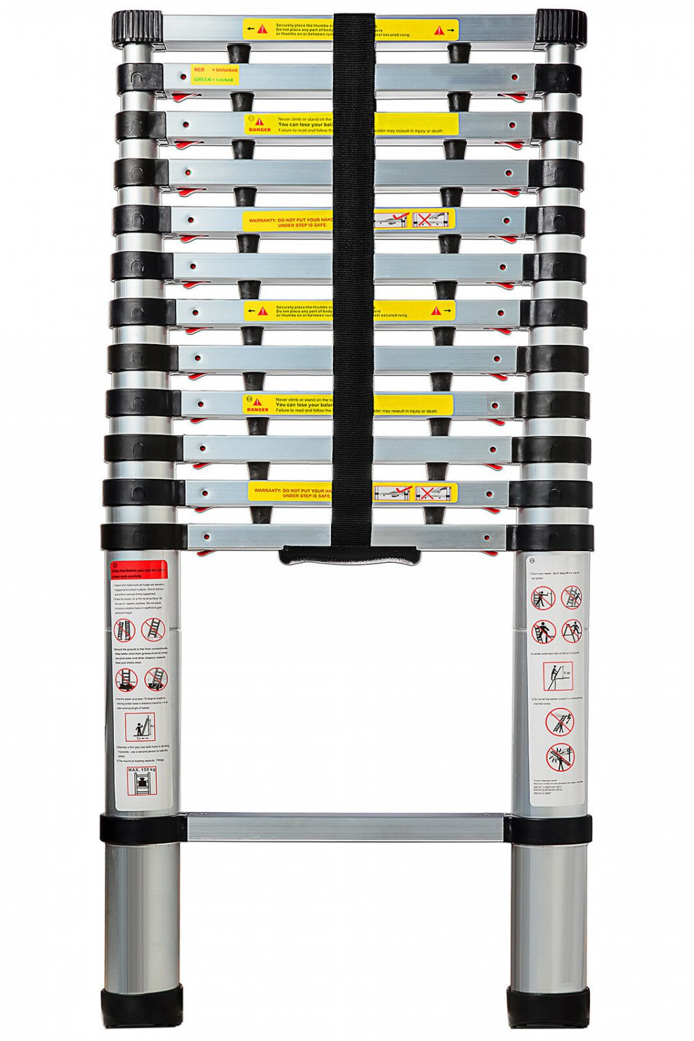 Telescoping Extension Ladder Heavy Duty Giant Aluminum 12.5 Feet Multi Purpose